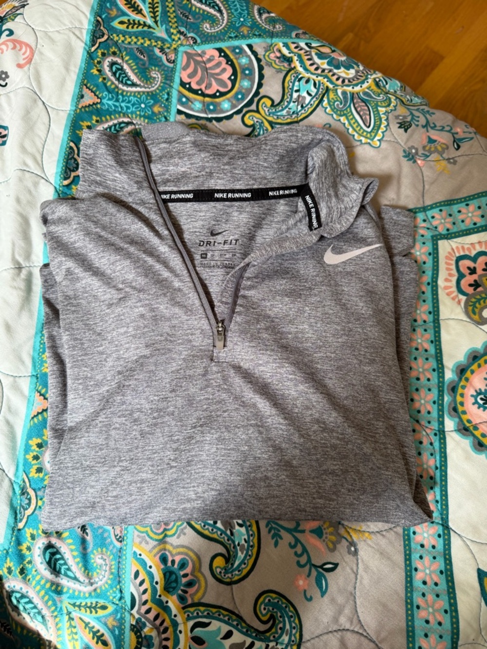 Nike Heather Gray Dri-FIT Zip Pullover